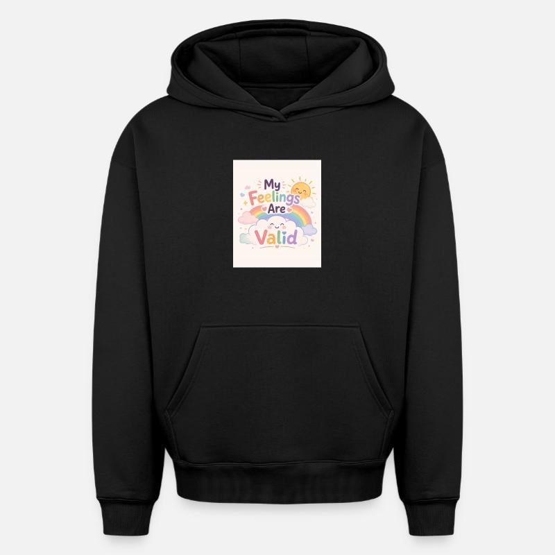 Mes Sentiments Sont Validés - Sweat à capuche unisexe oversize épais SPREAD - noir