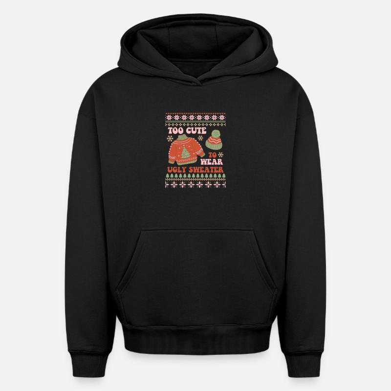 Hässlicher Weihnachtspullover - Oversized Heavyweight Unisex Hoodie - Schwarz