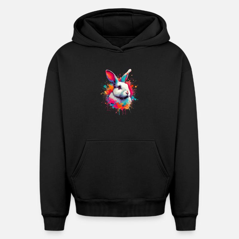 Lapin - Sweat à capuche unisexe oversize épais SPREAD - noir
