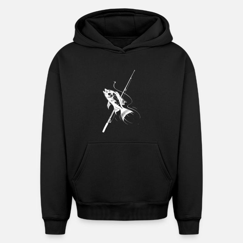 Croquis de pêche - Sweat à capuche unisexe oversize épais SPREAD - noir
