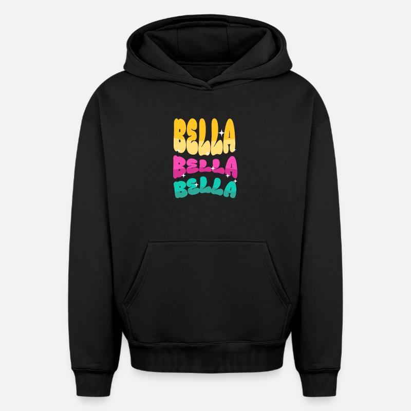 Bella - Sweat à capuche unisexe oversize épais SPREAD - noir