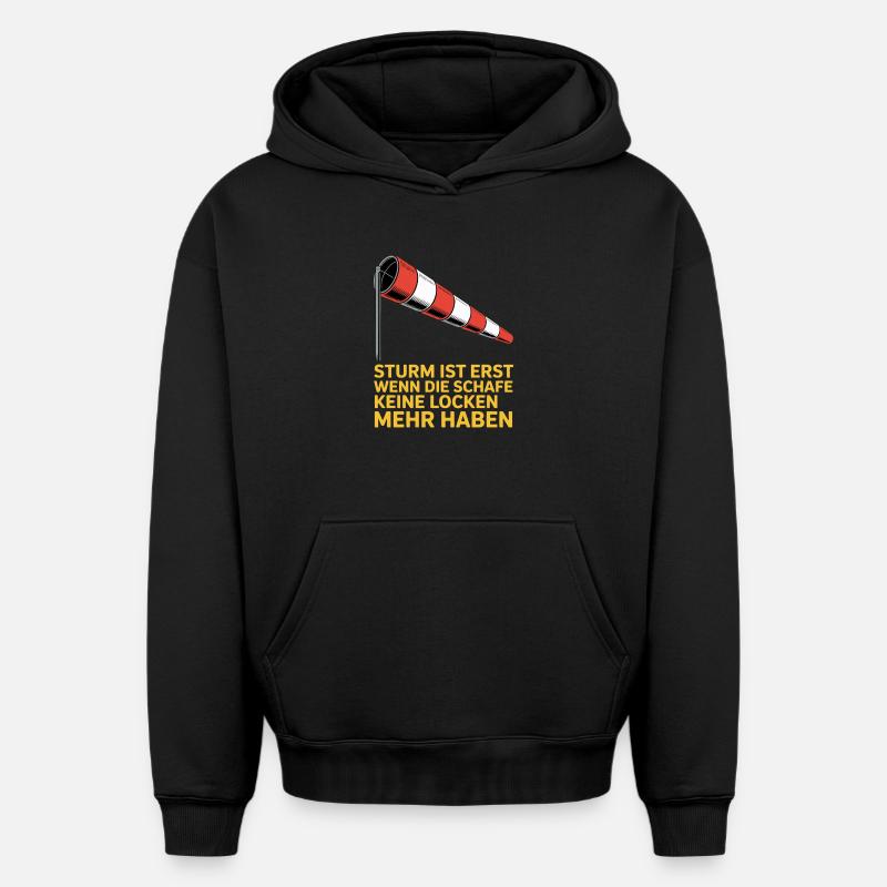 Sturmtext mit Windsock - Oversized Heavyweight Unisex Hoodie - Schwarz