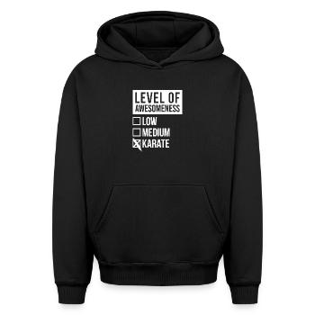 Karate Karate Karate - Oversized Heavyweight Unisex Hoodie - Schwarz - Vorne - AI Model Female 172 light (172cm) & AI Model Male 185 light (185cm)