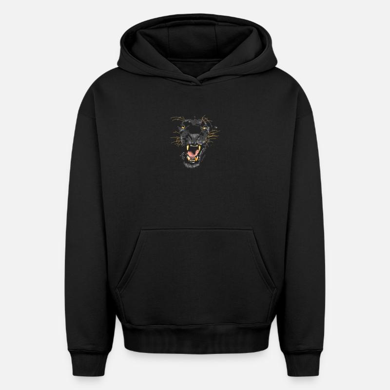 panthère - Sweat à capuche unisexe oversize épais SPREAD - noir