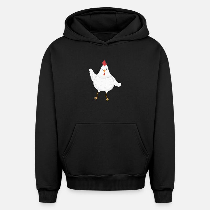 Poulet poules - Sweat à capuche unisexe oversize épais SPREAD - noir