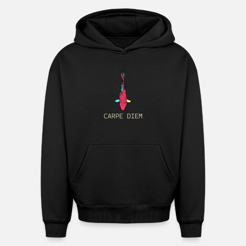 Neon Koi Carpe Diem - Sweat à capuche unisexe oversize épais SPREAD - noir