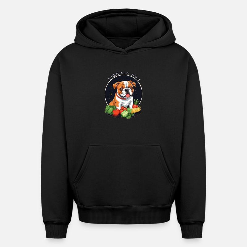 Chien Bio - Sweat à capuche unisexe oversize épais SPREAD - noir