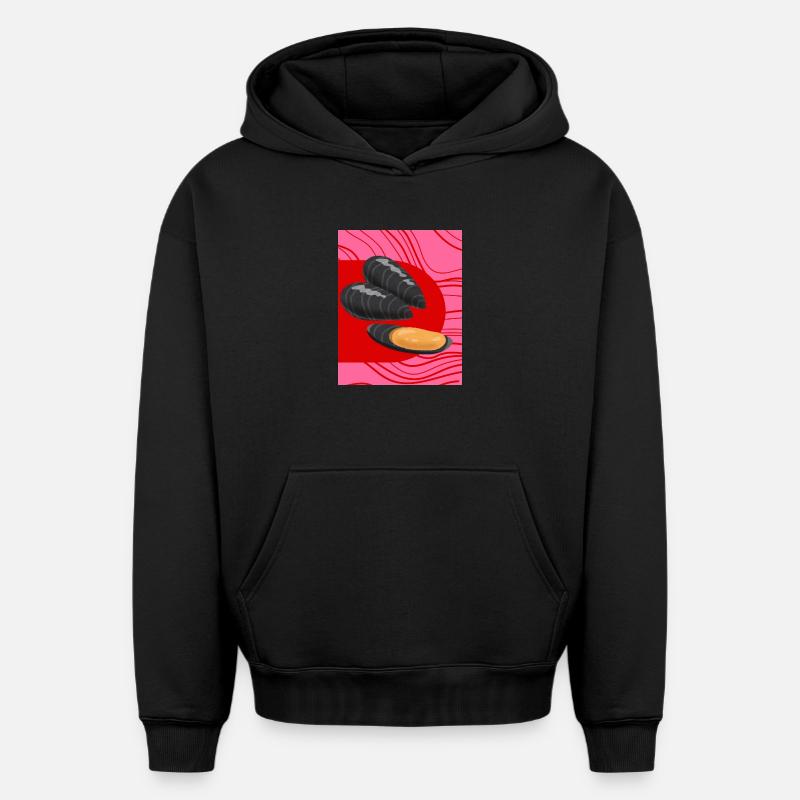 Moules funky - Sweat à capuche unisexe oversize épais SPREAD - noir