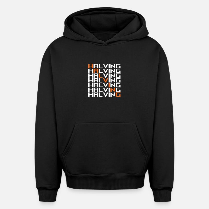 Réduire de moitié Bitcoin - Sweat à capuche unisexe oversize épais SPREAD - noir
