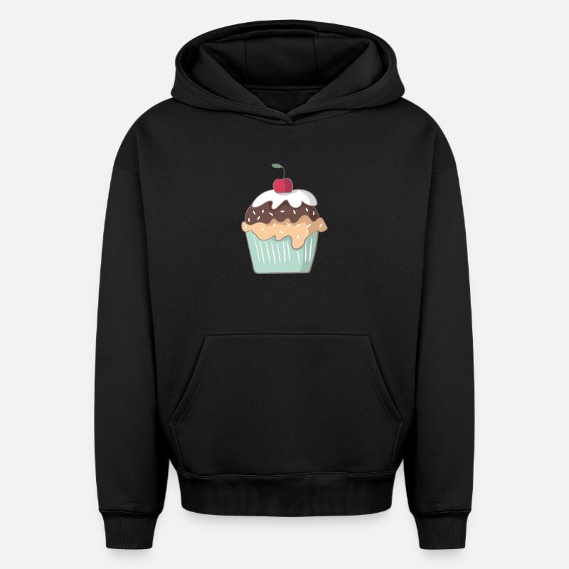 Cupcake - Sweat à capuche unisexe oversize épais SPREAD - noir