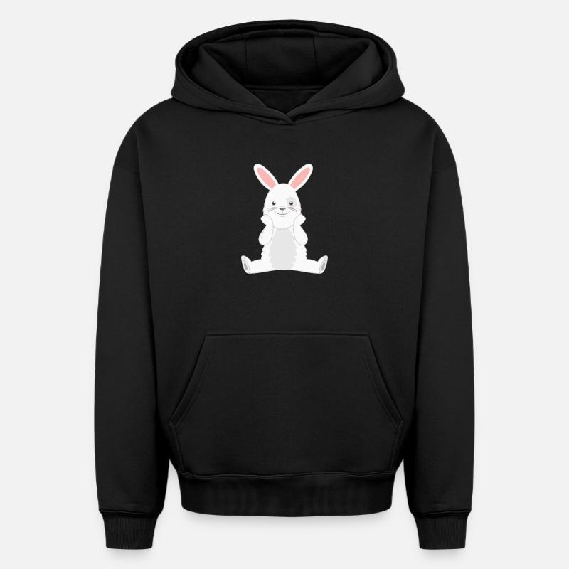 Lapin lapin - Sweat à capuche unisexe oversize épais SPREAD - noir