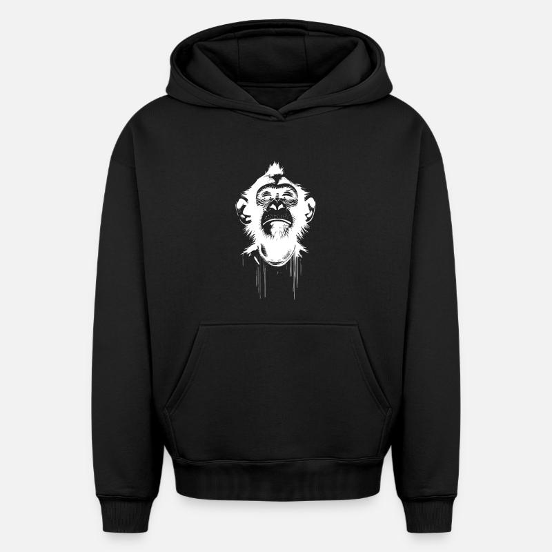 Président Singe - Sweat à capuche unisexe oversize épais SPREAD - noir