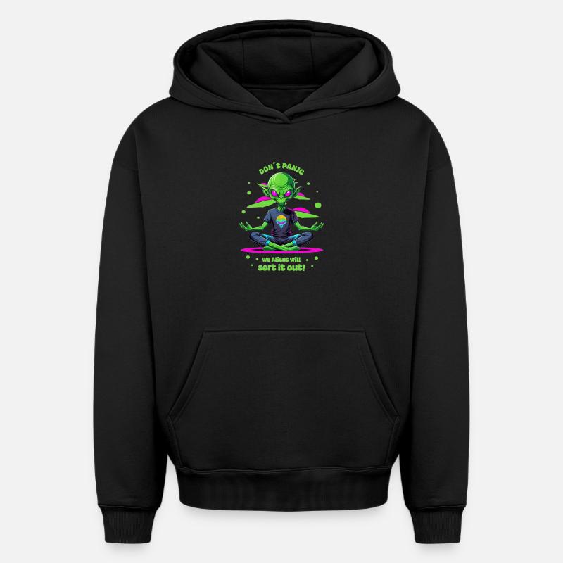 Alien régule cela ! - Sweat à capuche unisexe oversize épais SPREAD - noir
