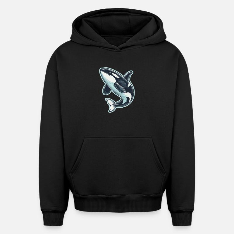 Orque - Sweat à capuche unisexe oversize épais SPREAD - noir