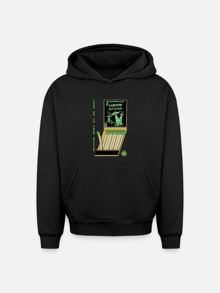 UFO Invasion Vintage Poster Design - Oversized Heavyweight Unisex Hoodie - black