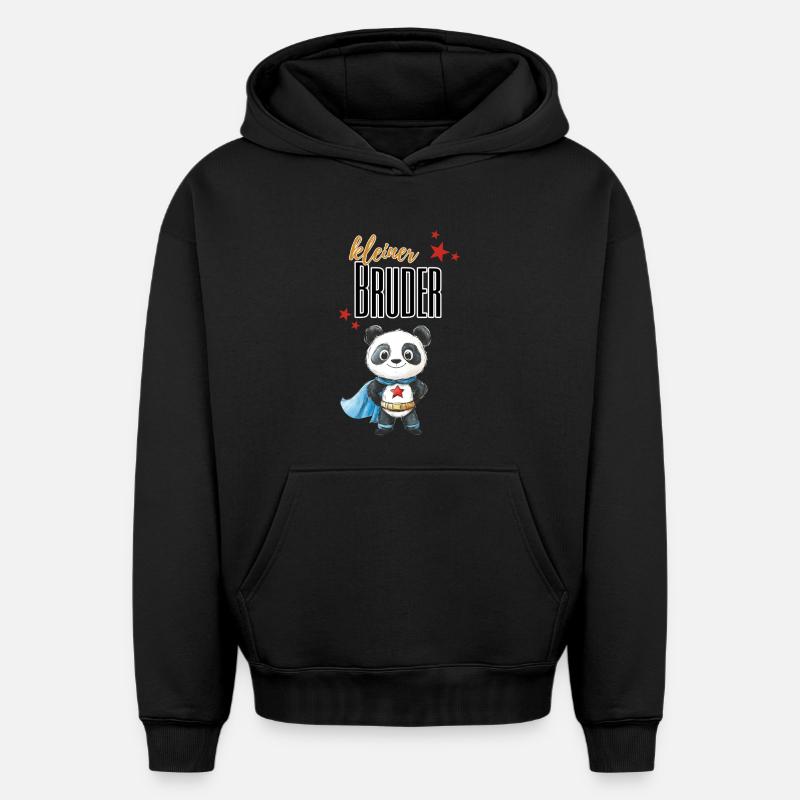 Petit Frère Panda Super-héros - Sweat à capuche unisexe oversize épais SPREAD - noir