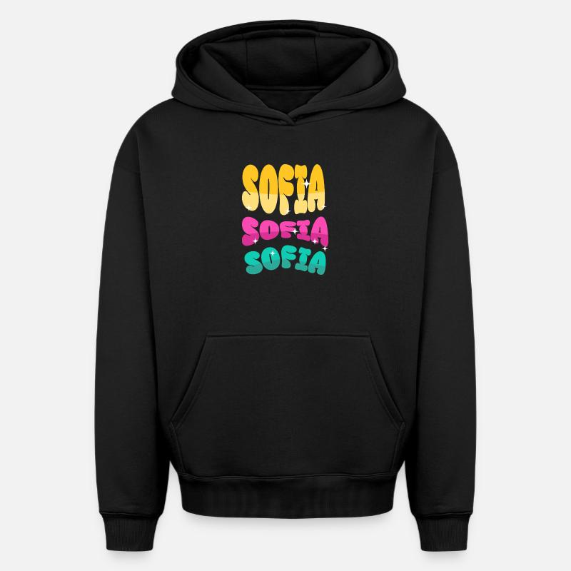 Sofia - Sweat à capuche unisexe oversize épais SPREAD - noir