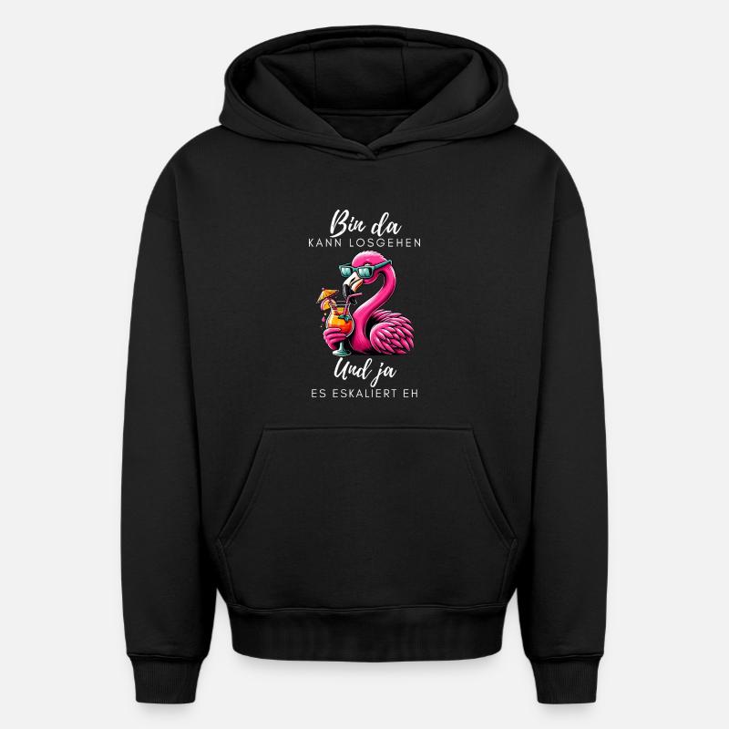 Flamingo Cocktail Party - Sweat à capuche unisexe oversize épais SPREAD - noir