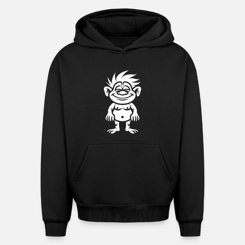 Troll  - Sweat à capuche unisexe oversize épais SPREAD - noir