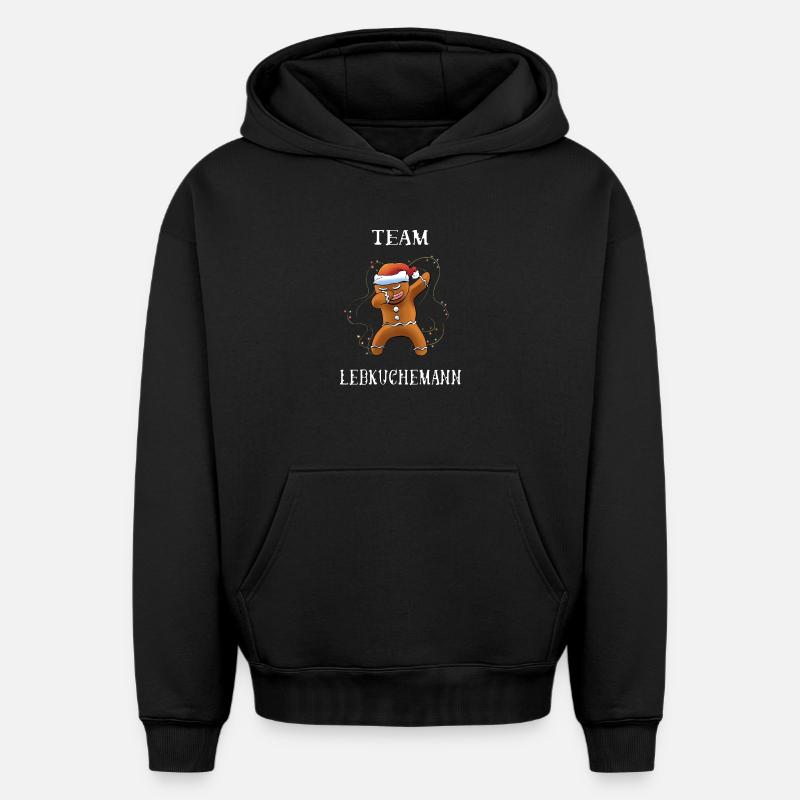 Équipe Gingerbread - Sweat à capuche unisexe oversize épais SPREAD - noir