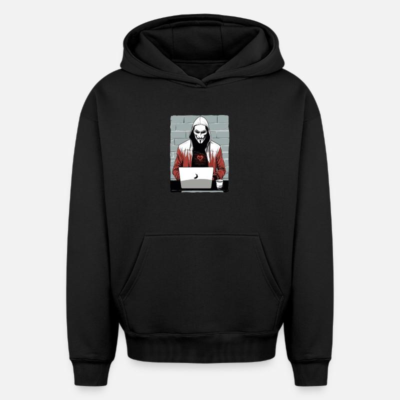 Pirate anonyme - Sweat à capuche unisexe oversize épais SPREAD - noir