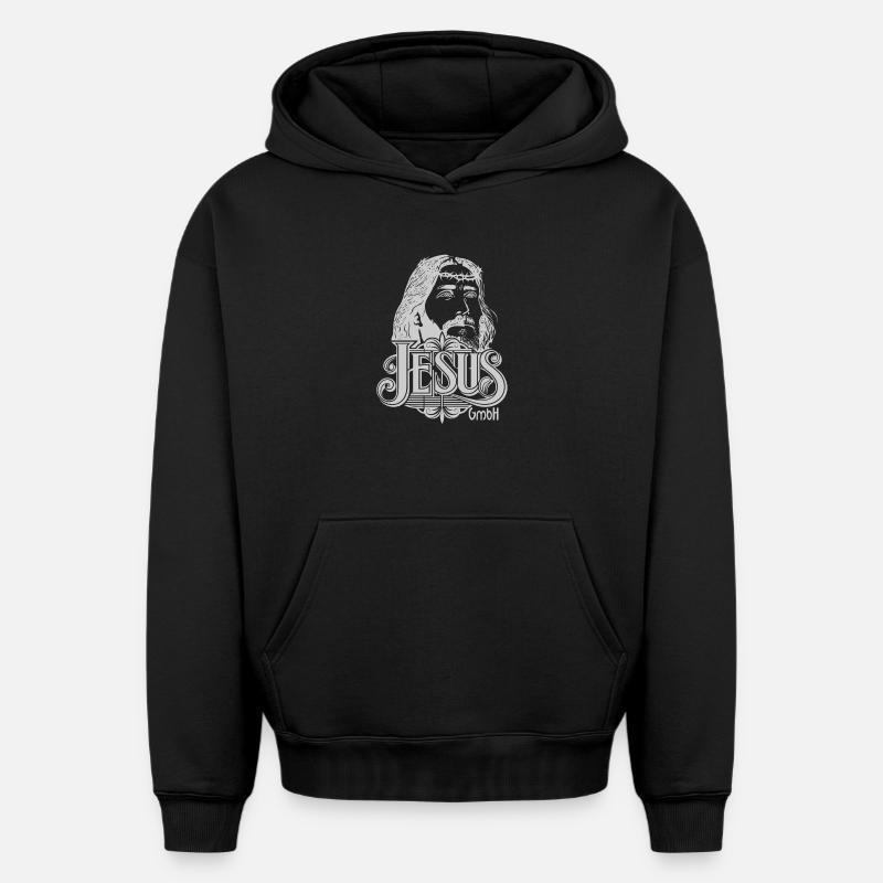 Jesus Kopf hellgrau - Oversized Heavyweight Unisex Hoodie - Schwarz