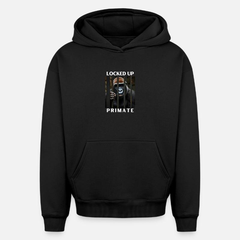 Sur primate fermé - Sweat à capuche unisexe oversize épais SPREAD - noir