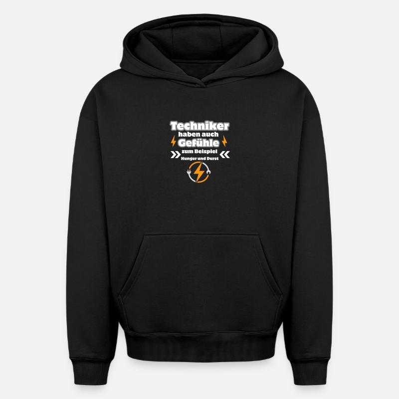 Techniker Gefühle - Oversized Heavyweight Unisex Hoodie - Schwarz