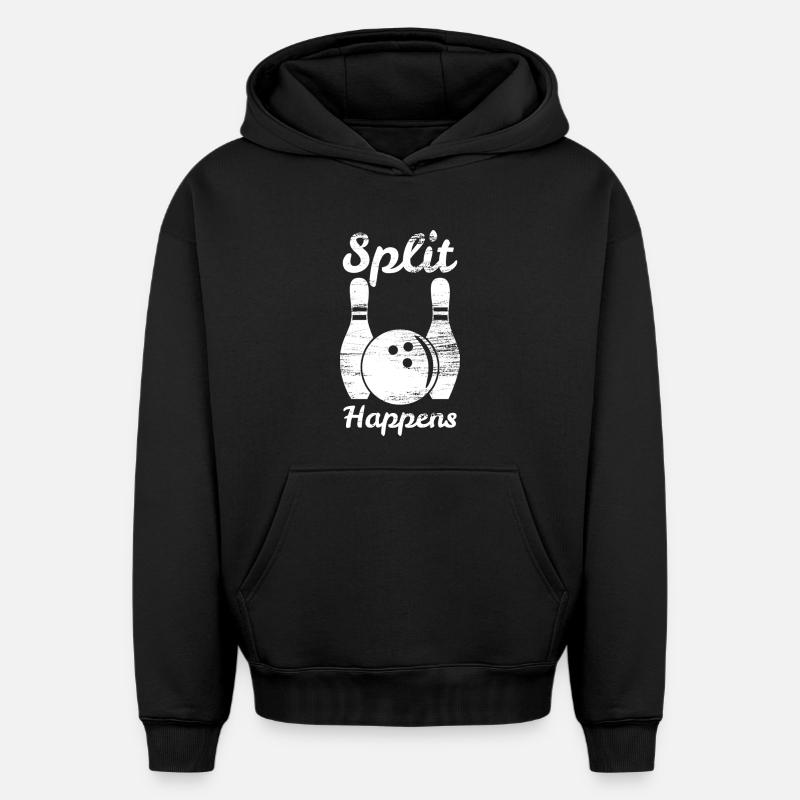 Bowling Split - Sweat à capuche unisexe oversize épais SPREAD - noir