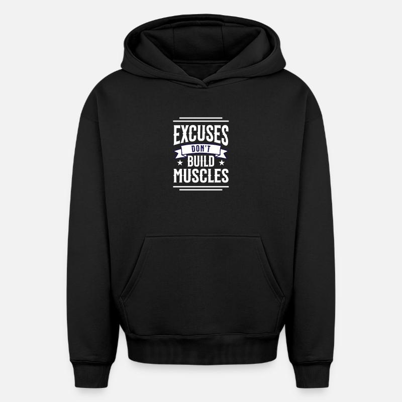 N’excuse pas - Sweat à capuche unisexe oversize épais SPREAD - noir