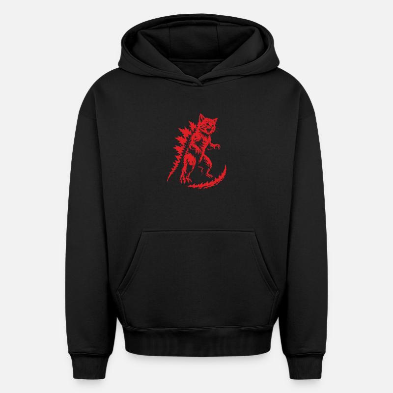 Kätzchen-Kaiju-Brüllen, Catzilla - Oversized Heavyweight Unisex Hoodie - Schwarz
