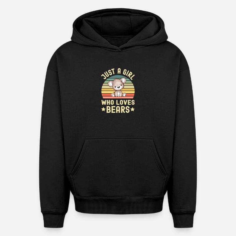 Ours Ours - Sweat à capuche unisexe oversize épais SPREAD - noir