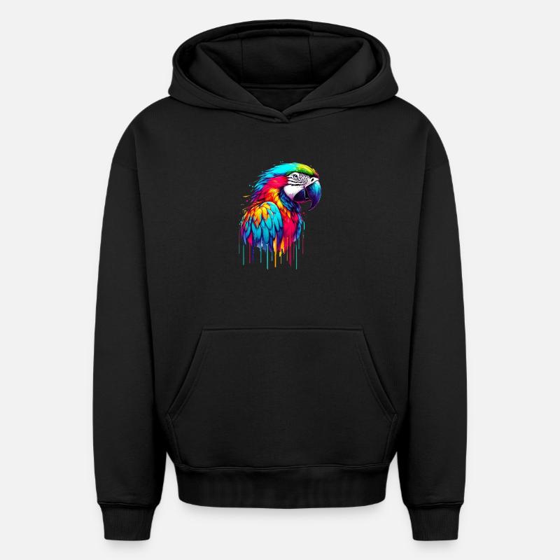 Perroquet - Sweat à capuche unisexe oversize épais SPREAD - noir