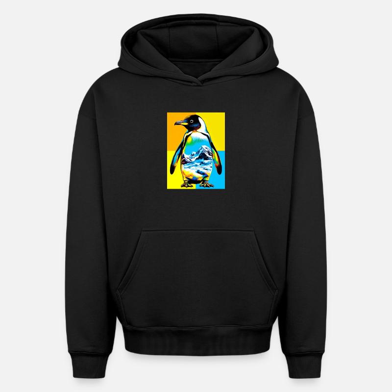 pingouin - Sweat à capuche unisexe oversize épais SPREAD - noir
