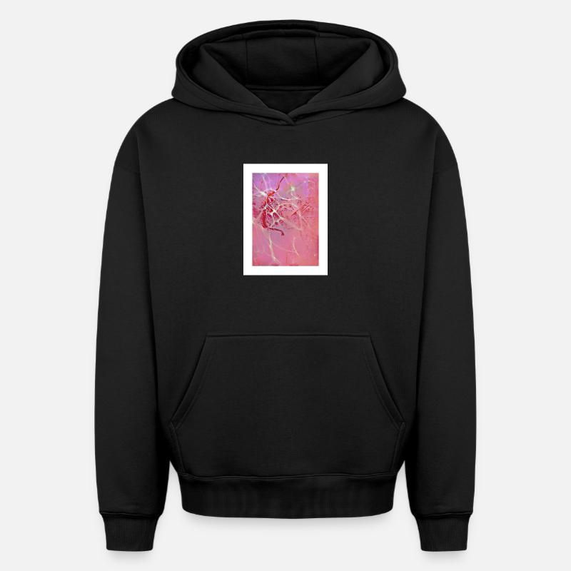 Reflets Abstraits Roses - Sweat à capuche unisexe oversize épais SPREAD - noir