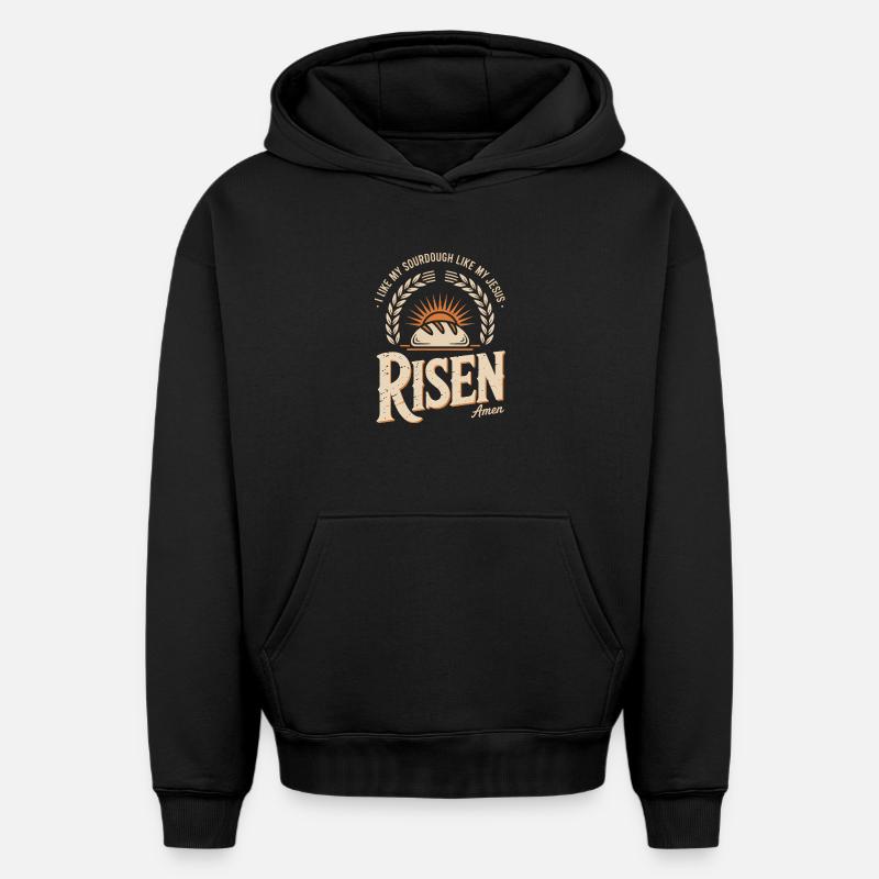 Lever du levain - Sweat à capuche unisexe oversize épais SPREAD - noir