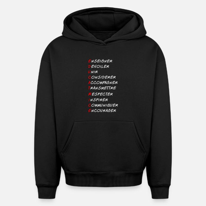 Éducatrice - Sweat à capuche unisexe oversize épais SPREAD - noir