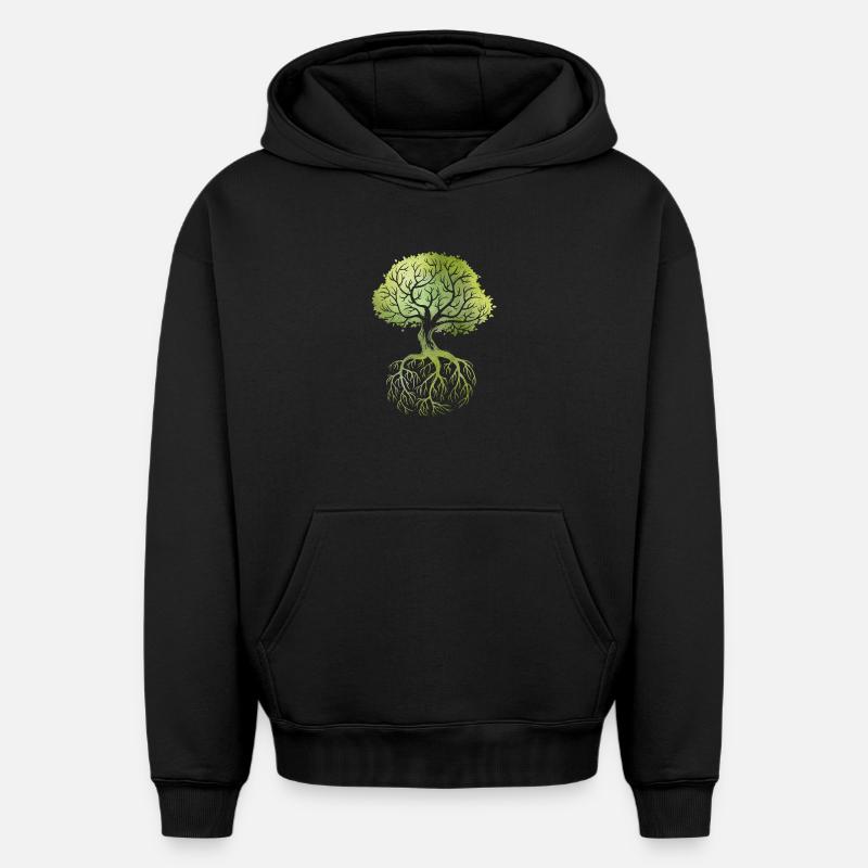 Roots - Sweat à capuche unisexe oversize épais SPREAD - noir