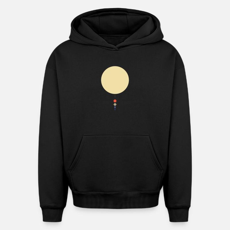 Système solaire minimal - Sweat à capuche unisexe oversize épais SPREAD - noir