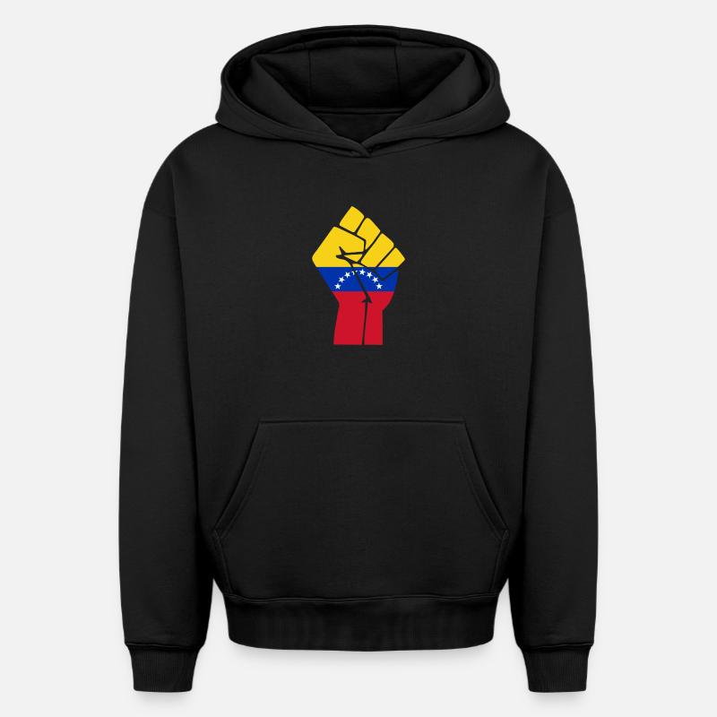 Drapeau du Poing du Venezuela - Sweat à capuche unisexe oversize épais SPREAD - noir