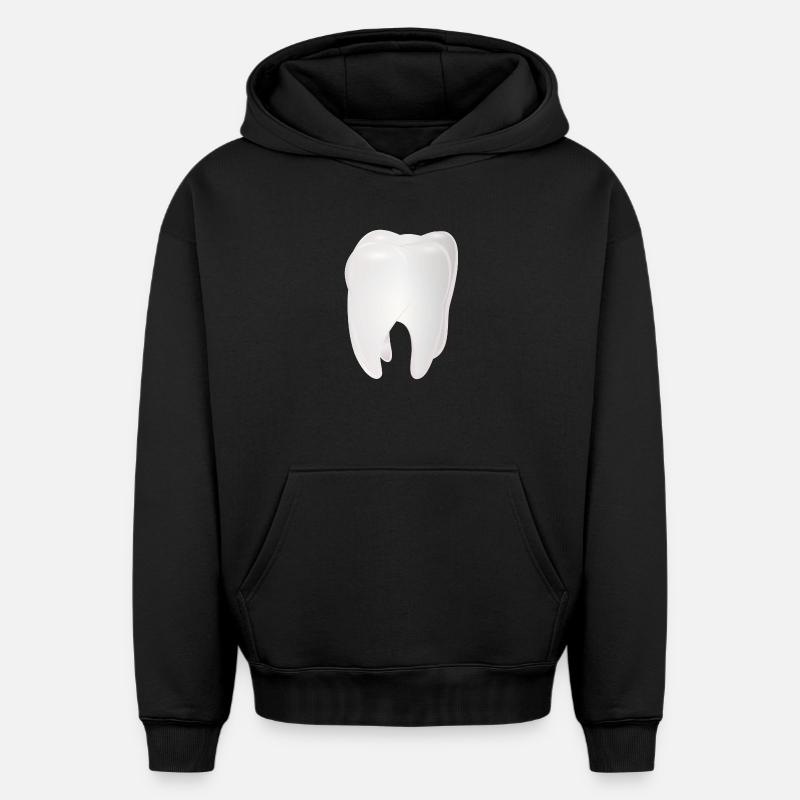 Dent blanche radieuse - Sweat à capuche unisexe oversize épais SPREAD - noir