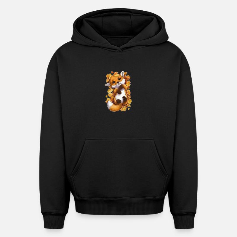 Cute baby fox - Sweat à capuche unisexe oversize épais SPREAD - noir