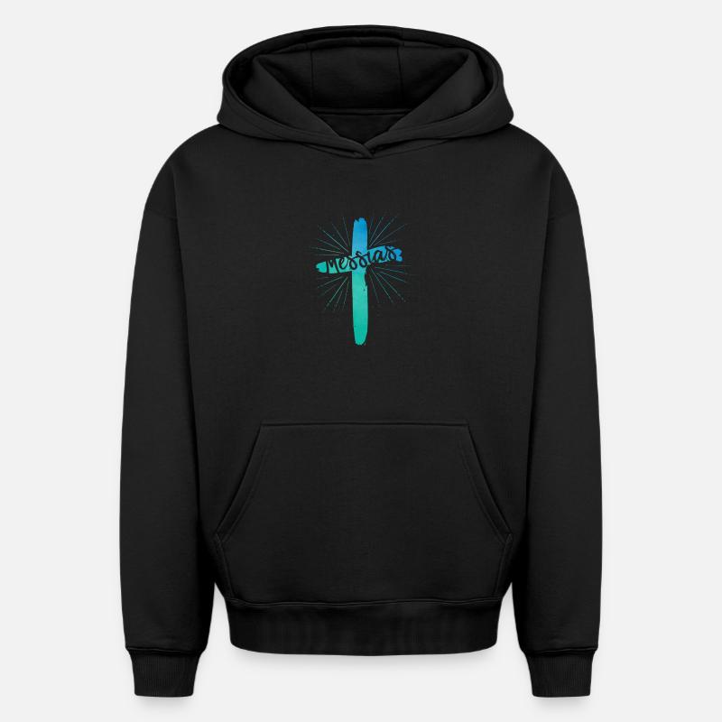 Messie - Sweat à capuche unisexe oversize épais SPREAD - noir