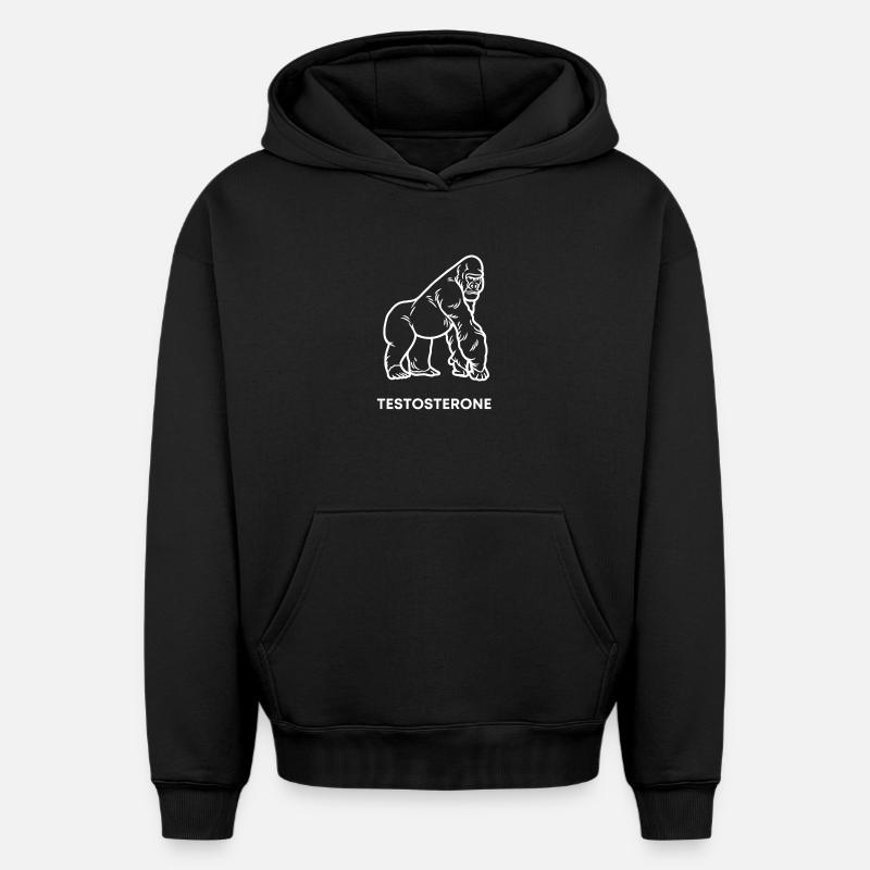 Motivation à la salle de sport Testosterone Gorilla Alpha - Sweat à capuche unisexe oversize épais SPREAD - noir