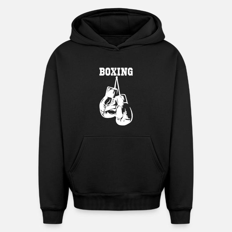 Gants de boxe blancs - Sweat à capuche unisexe oversize épais SPREAD - noir