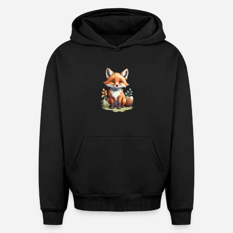 Mignon petit renard - Sweat à capuche unisexe oversize épais SPREAD - noir