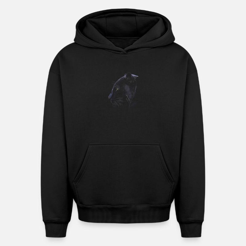 Panthère - Sweat à capuche unisexe oversize épais SPREAD - noir
