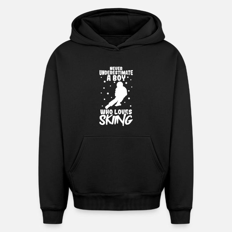 Garçon de ski - Sweat à capuche unisexe oversize épais SPREAD - noir