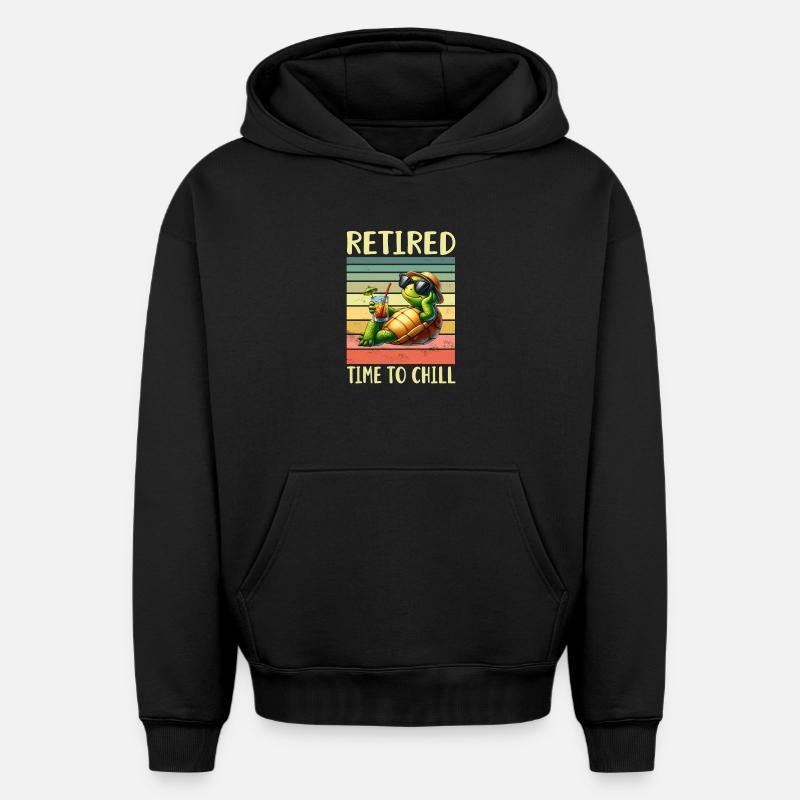 Retraités - Sweat à capuche unisexe oversize épais SPREAD - noir
