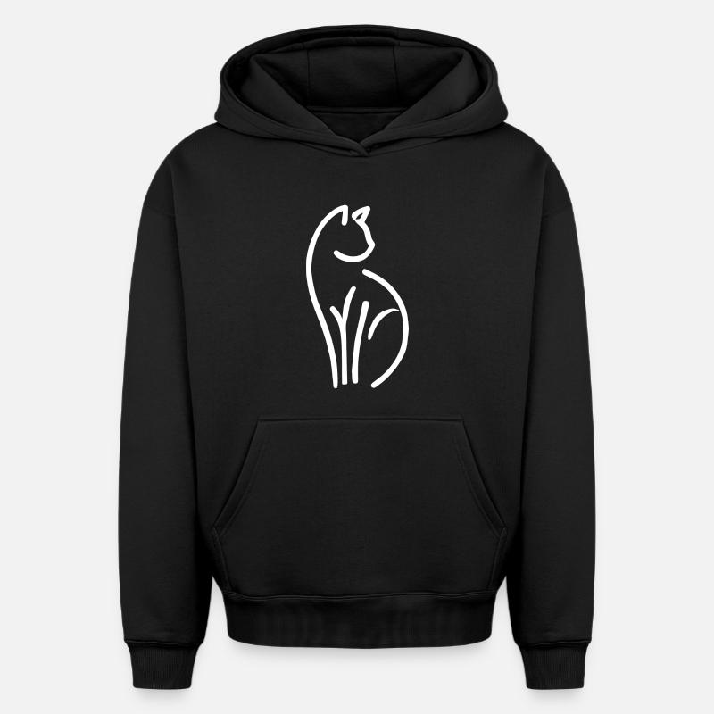 Chat - Sweat à capuche unisexe oversize épais SPREAD - noir